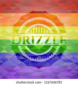 Drizzle emblem on mosaic background with the colors of the LGBT flag
