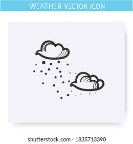 Drizzle Icon. Shallow Rain.Hand Drawn Sketch. Freezing Drizzle. Rainy Clouds. Overcast And Rainy Weather. Weather Forecast Concept. Meteorology Sign. Isolated Vector Illustration