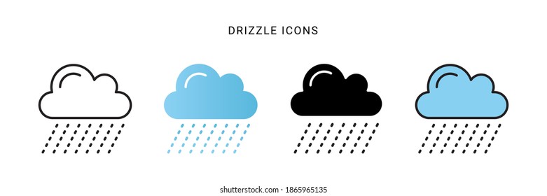 Drizzle Icon Vector With Different Style Design. Isolated On White Background