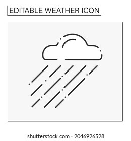 Drizzle Line Icon. Shallow Rain From Cloud.Freezing Mist. Rainy Clouds. Overcast And Rainy Weather. Weather Concept. Isolated Vector Illustration. Editable Stroke