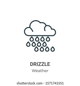 Drizzle outline vector icon. Thin line black drizzle icon, flat vector simple element illustration from editable weather concept isolated on white background