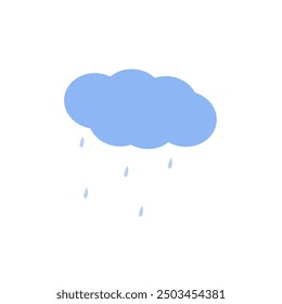 Drizzle rain and clouds cute hand drawn doodle minimalist vector illustration, simple symbol to describe weather, environment, climate cartoon object, weather forecast image