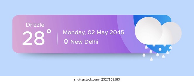 Drizzle weather widget ui design. Beauty mobile weather app. Professional web design, full set of elements. User-friendly design materials
