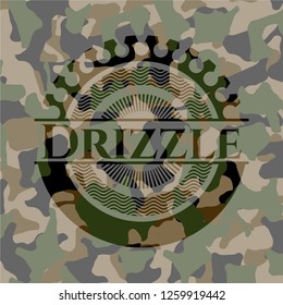 Drizzle written on a camo texture