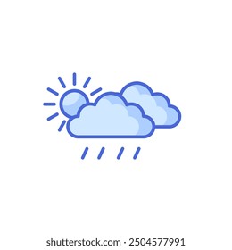 Drizzling accompanied by the sun partially covered by clouds, can be edited
 vector icon.Perfect for web and app interfaces, presentations, infographics, etc