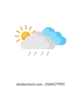 Drizzling accompanied by the sun partially covered by clouds, can be edited
 vector icon.Perfect for web and app interfaces, presentations, infographics, etc