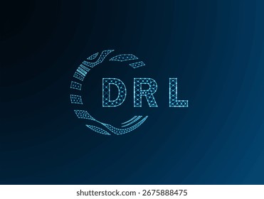 Diseño de Vector de logotipo de letra polivinílica baja DRL. Diseño de logotipo de poliéster inferior DRL. Diseño único del logotipo de baja poli de DRL.