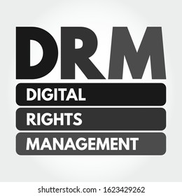 DRM - Digital Rights Management acronym, technology business concept background