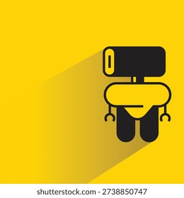 droid and humanoid robot with shadow on yellow background