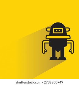 droid and humanoid robot with shadow on yellow background