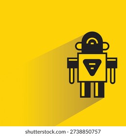 droid and humanoid robot with shadow on yellow background