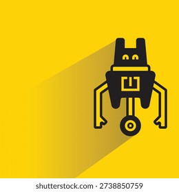 droid and humanoid robot with shadow on yellow background