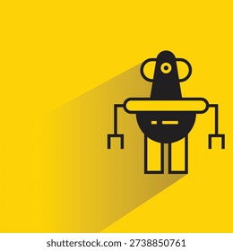 droid and humanoid robot with shadow on yellow background