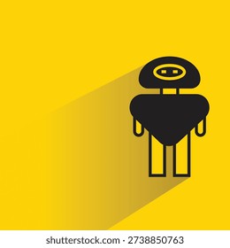 droid and humanoid robot with shadow on yellow background