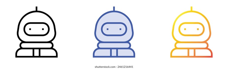 droid icon. Linear, Blue Fill and Gradient Style Design Isolated On White Background