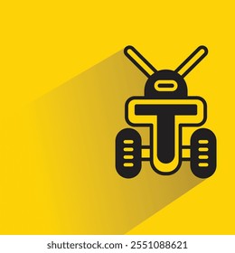 droid robot icon with drop shadow on yellow background