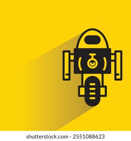 droid robot icon with drop shadow on yellow background