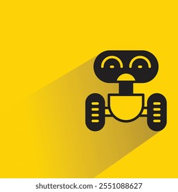 droid robot icon with drop shadow on yellow background