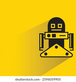 droid robot icon on shadow yellow background