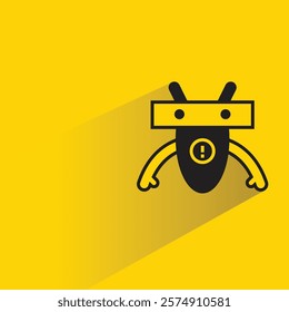 droid robot icon with shadow on yellow background