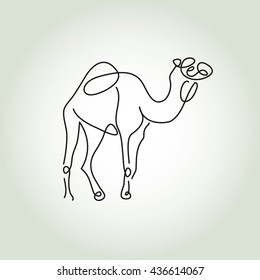 Dromedary camel in minimal line style vector