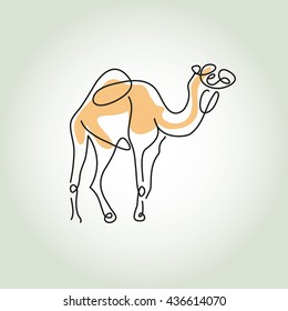 Dromedary camel in minimal line style vector