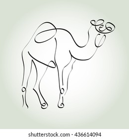 Dromedary camel in minimal line style vector