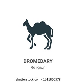 Dromedary glyph icon vector on white background. Flat vector dromedary icon symbol sign from modern religion collection for mobile concept and web apps design.