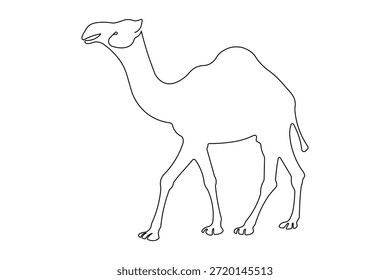 Dromedar Symbol durchgehende einzeilige Zeichnung minimalistischen Stil isolieren Umriss