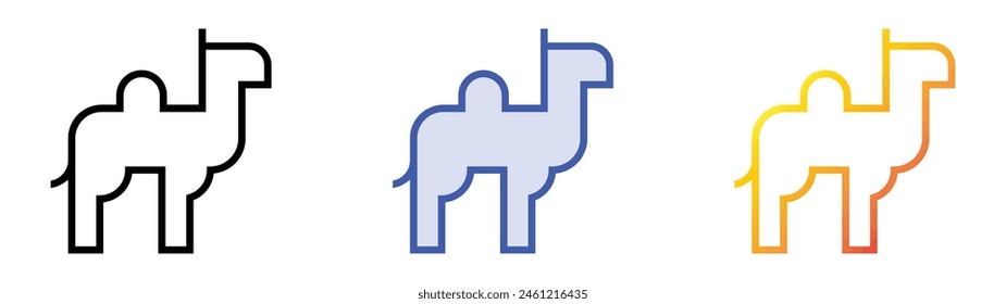 dromedary icon. Linear, Blue Fill and Gradient Style Design Isolated On White Background