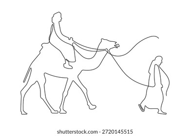 Icono de dromedario simple esquema de una sola línea ilustración de arte naturaleza aislada
