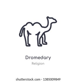dromedary outline icon. isolated line vector illustration from religion collection. editable thin stroke dromedary icon on white background
