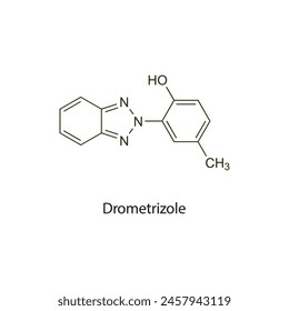 Drometrizole flat skeletal molecular structure used as Sunscreen. Vector illustration scientific diagram.