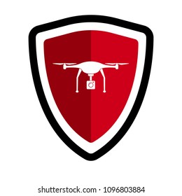 dron icon and shield. Vector illustration