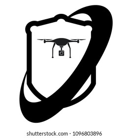 dron icon and shield. Vector illustration