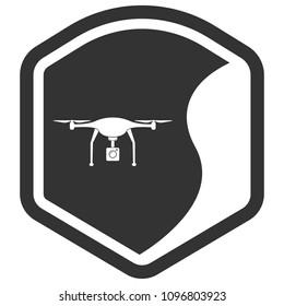 dron icon and shield. Vector illustration