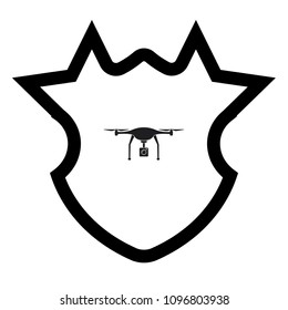 dron icon and shield. Vector illustration