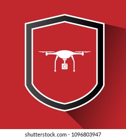 dron icon and shield. Vector illustration