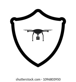 dron icon and shield. Vector illustration