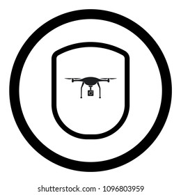 dron icon and shield. Vector illustration