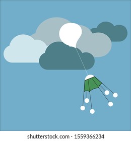 Dron in sky, illustration, vector on white background.