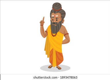 Dronacharya is pointing finger. Vector graphic illustration. Individually on a white background.