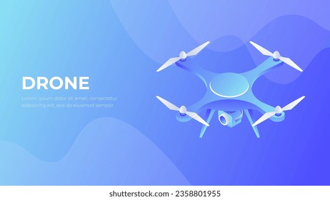 Drone 3d future isometric. Fast delivery modern comcept. Smart copter technology innovation illustration. Remote drone control. 