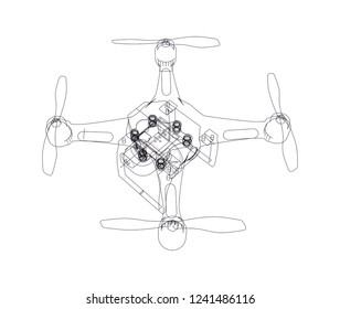 drone 3d model, vector illustration