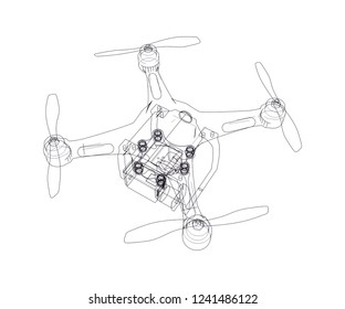 drone 3d model, vector illustration