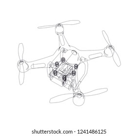 drone 3d model, vector illustration