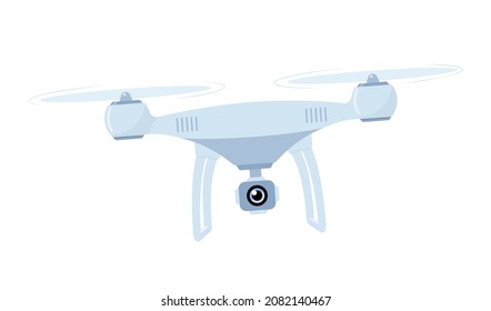 Drone with action Camera. Air Video and Photography. Flying quadrocopter with camera. Vector illustration for banner