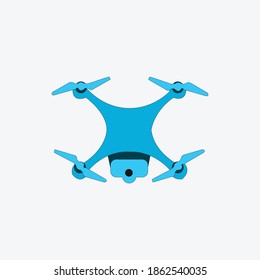 Drone with action Camera Blue Shades quadcopter Flat vector illustration design