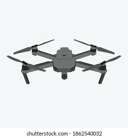 Drone with action Camera Dark Grey Camera quadcopter Flat Vector Design