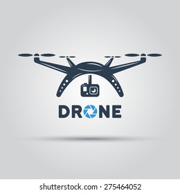 drone with action camera front view vector isolated sign